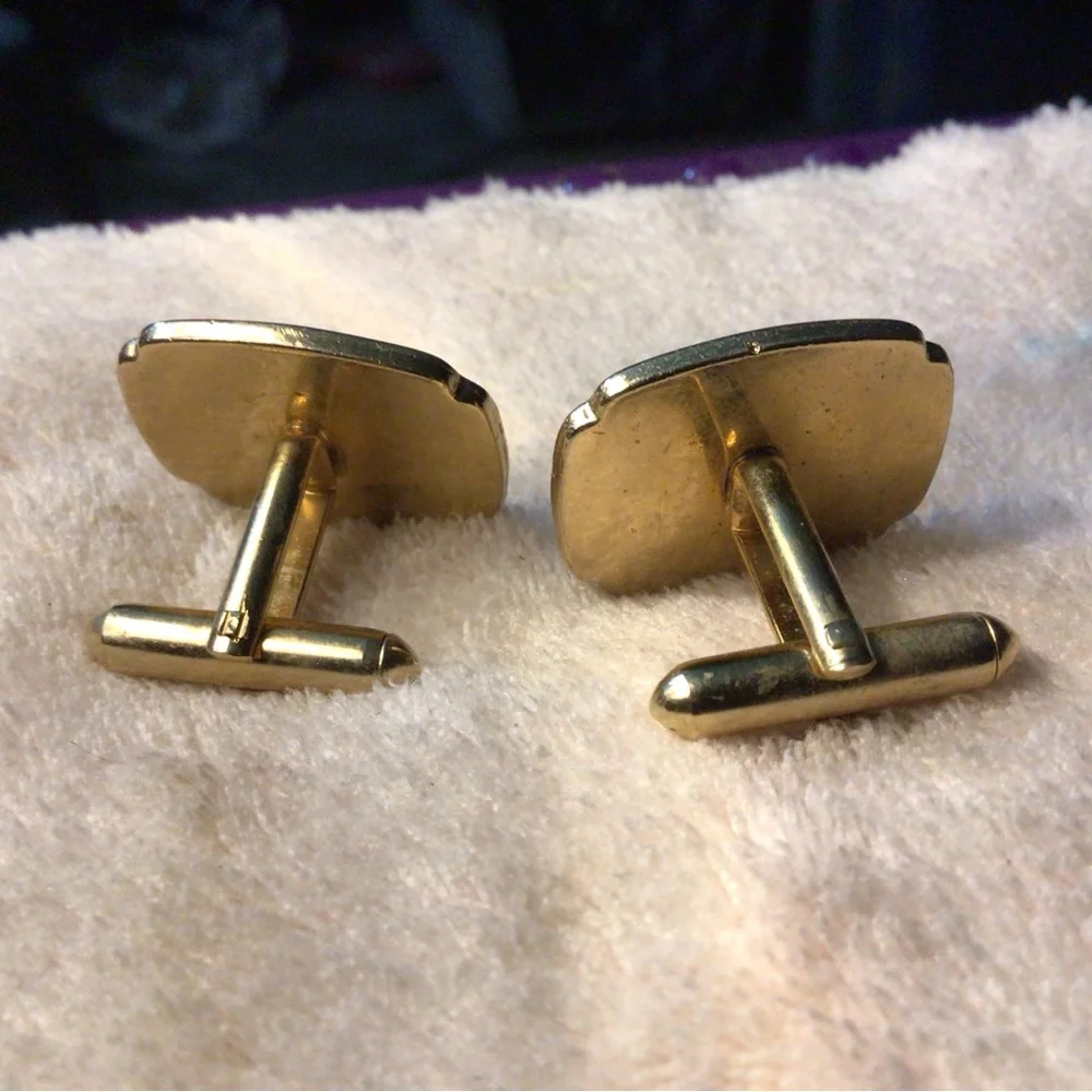 Men's Gold-Tone Square Cufflinks - Polished Brushed Finish